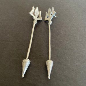 Trident Earrings - Silver Metal Alloy - Shiva